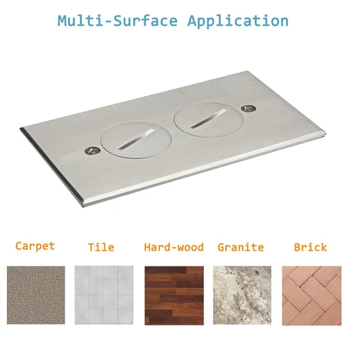 Miniatura 3 de ENERLITES Kit de caja de piso con tapa de rosca, 12,7 cm x 7,1 cm, 1 banda, receptáculo dúplex de 20 A resistente a manipulaciones y a