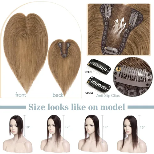 Miniatura 5 de S-noilite Toppers para el cabello para mujer, cabello humano real, base de encaje mejorado, toppers para mujeres con cabello delgado, piezas
