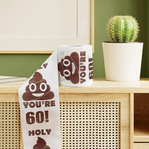 Miniatura 9 de Regalos de feliz cumpleaños 60, rollo de papel higiénico divertido de 3 capas, papel higiénico impreso Holy Poop You're 60, regalo de bromas y 60