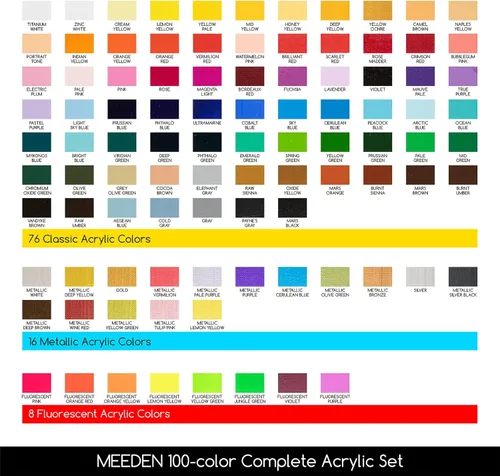 Miniatura 2 de MEEDEN Juego de pintura acrílica de cuerpo pesado, tubos de pintura artística de 100 colores para pintar en lienzo, madera y tela, pinturas