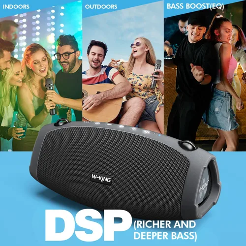 Miniatura 4 de W-KING Altavoces Bluetooth portátiles con micrófono inalámbrico, (pico de 120 W) 70 W altavoz para exteriores Bluetooth inalámbrico impermeable