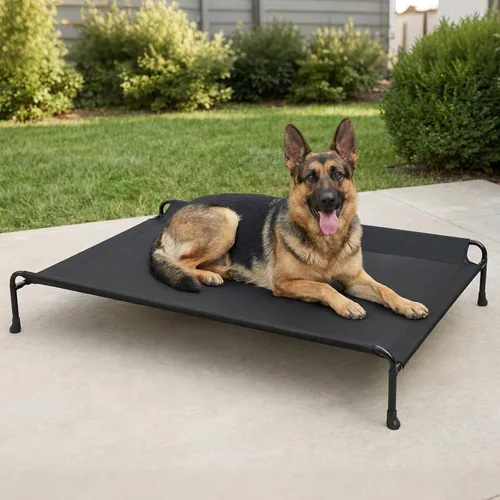 Miniatura 9 de Veehoo Cama para perros al aire libre, camas elevadas para perros grandes, cama elevada para perros con reposacabezas, cuna refrescante lavable