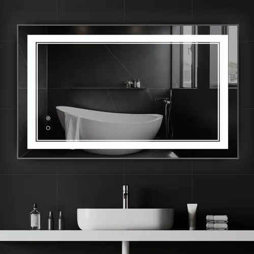 Miniatura 8 de Espejo de baño LED de 36 x 30 pulgadas, montado en la pared, antiniebla, luz frontal, espejo de tocador iluminado regulable con luces LED