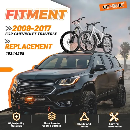 Miniatura 2 de ECOTRIC - Barras transversales de techo, de aluminio, estilo de fábrica, paquete de rieles laterales para Chevy Chevrolet Traverse 2009-2017