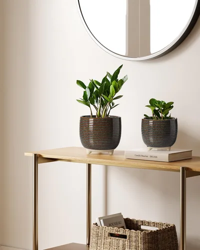 Miniatura 6 de LE TAUCI Macetas de cerámica para plantas, macetas con patas de 5.1 + 6.4 pulgadas para plantas, macetas modernas para el hogar y la oficina