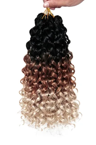 Miniatura 8 de QRHSUKA - Mechones rizados con ganchillo GoGo, cabello ondulado con ganchillo de agua para mujeres, sintético gris, trenzado bohemio, trenza de onda