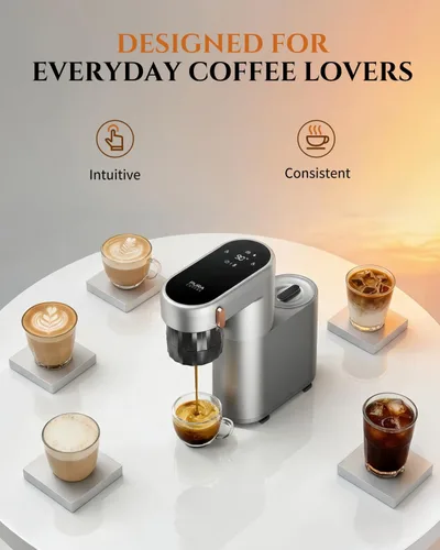 Miniatura 3 de C1 Pro - Mini máquina de café espresso compacta con cápsulas NS y café molido, cafetera espresso portátil recargable, pequeña máquina eléctrica