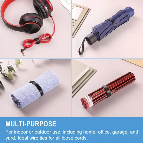 Miniatura 6 de 100 bridas reutilizables de 8 pulgadas Envolturas de cable ajustables, correas de cable Organizador de cables de gancho y bucle, organización