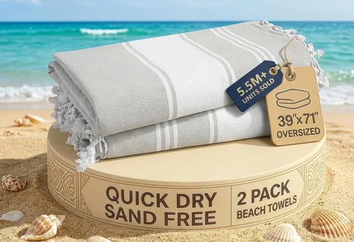 Miniatura 40 de LANE LINEN - Paquete de 4 toallas de playa de gran tamaño, toalla de piscina prelavada, extragrande, de secado rápido y sin arena, toalla de viaje