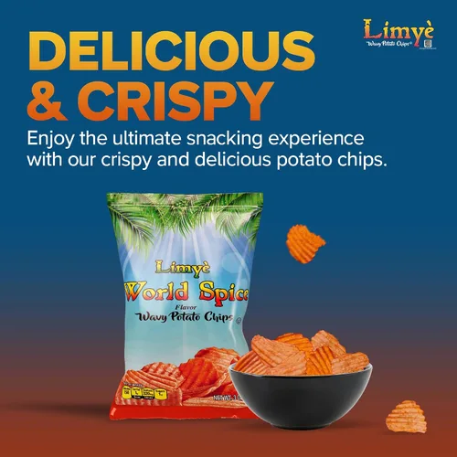 Miniatura 2 de Limyé Papas fritas, sabor a especias mundiales, certificado Kosher, sin alérgenos, sin OMG, sin gluten, papas fritas veganas, 3 onzas (4P)