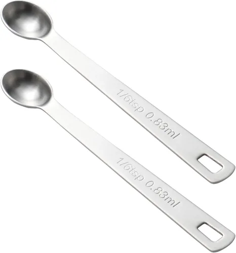 Miniatura 19 de 2 piezas 1/4 cucharadita (1/4 tsp, 1.25 ml, Tad) Cuchara de medición única pequeña, pequeñas cucharas de medida de acero inoxidable individuales