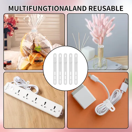 Miniatura 7 de Oligei 25 bridas de silicona para cables, reutilizables, de alta elasticidad para cables eléctricos, organizador de cables para auriculares