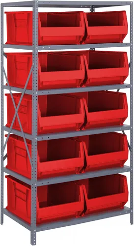 Miniatura 69 de Quantum QSBU-245BK Heavy Duty Shelving Unit with (7) Shelves and (24) QUS245 Black Bins for Garage Warehouse Storage Distribution 400 lb Load