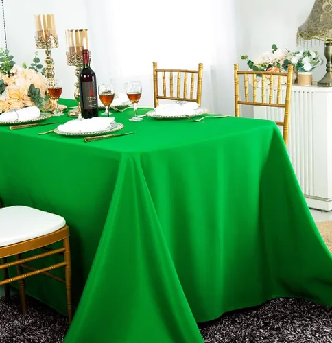 Miniatura 8 de Manteles rectangulares de poliéster de 54 x 96 pulgadas al por mayor para restaurante, cocina, comedor, boda, fiesta, banquete, eventos, verde Verde