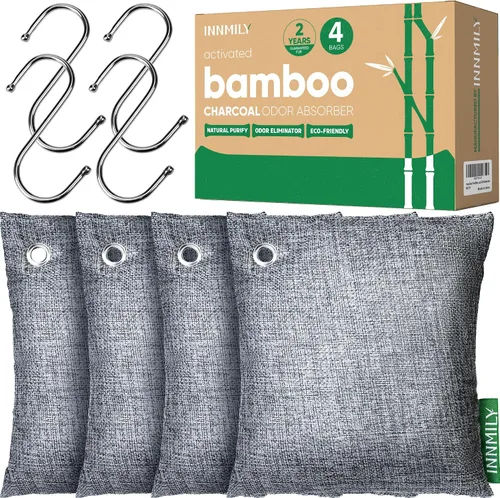 Miniatura 13 de Absorbedor de olores de carbón activado, paquete de 8 con ganchos, eliminador de olores naturales para olores fuertes, bolsas purificadoras de aire