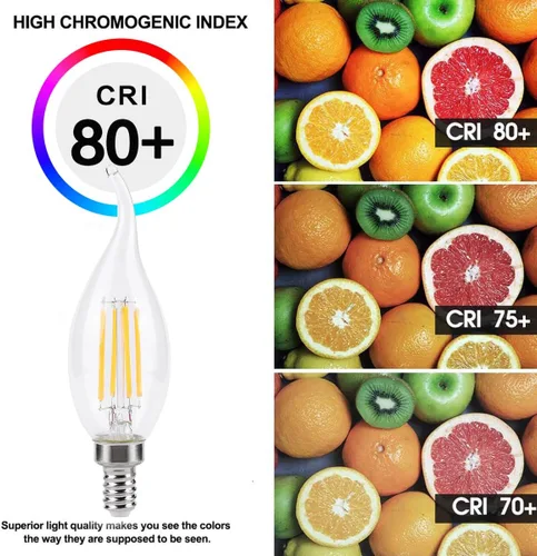 Miniatura 3 de KINUR Bombillas LED E12 de 4 vatios (equivalente a 40 vatios) 2700 K, luz blanca cálida CA11, lámpara de llama decorativa para candelabros