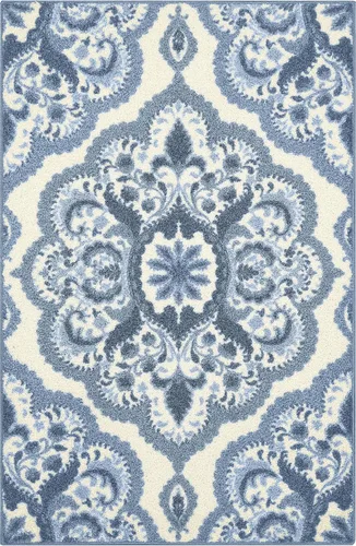 Miniatura 43 de Maples Rugs - Alfombra antideslizante Vivian, para pasillo o entrada, patrón de medallones [fabricada en Estados Unidos], 2 x 6 pies, color gris