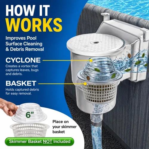 Miniatura 4 de The Skimmie Cyclone 6" (Cesta del skimmer NO incluida) - SOLO para piscinas sobre el suelo - Turboalimenta el flujo de agua del skimmer