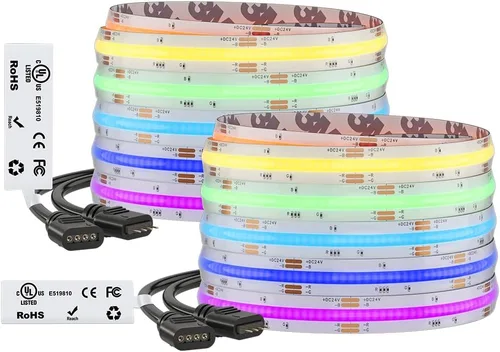 Miniatura 15 de BTF-LIGHTING FCOB COB - Tira de luz LED RGB con certificación UL, 810 LEDs/m de alta densidad flexible que cambia de color, DC12V 9.8 pies y 0.394