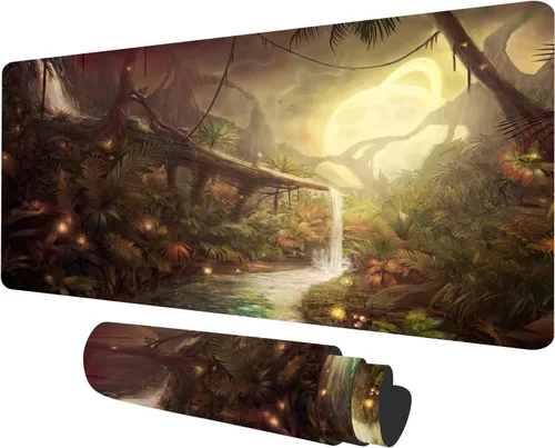 Miniatura 9 de Tapete de juego MTG, 24 x 14 pulgadas, tapete de juego TCG del País de las Maravillas para juego de cartas intercambiables, superficie de goma