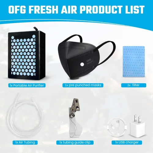 Miniatura 3 de Sistema de aire fresco OFG, respirador reutilizable que proporciona aire filtrado a cualquier máscara, ideal para trabajo con polvo, pintura