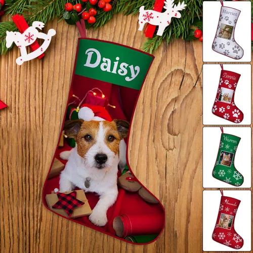Miniatura 9 de Medias de Navidad de raza de perro personalizadas con texto de nombre, regalos de decoración de calcetines de Navidad personalizados para perros