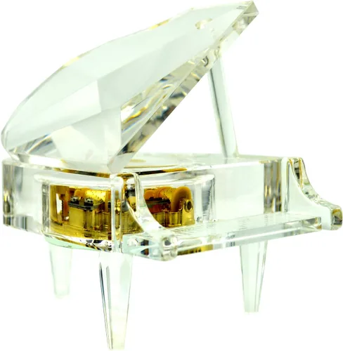 Sooharic Caja de música de piano, canción de cristal, Piel, Mecánico, Mecánico, Juguete de piano, Adorno de piano clásico, Romántico, Regalo de San