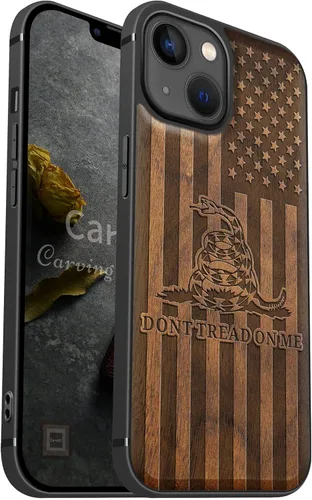 Miniatura 20 de Carveit Funda magnética de madera para iPhone 13 [madera natural y TPU suave] Funda protectora de madera única a prueba de golpes compatible