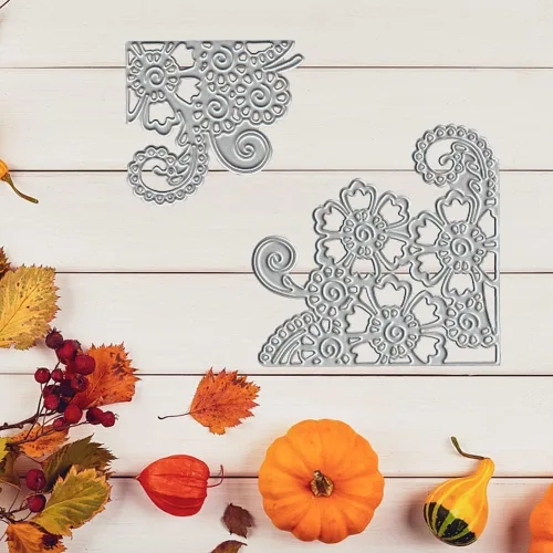 Miniatura 5 de Troqueles de flores de encaje de esquina para hacer tarjetas, decoración de fondo de flores, troqueles de corte para álbumes de recortes en papel