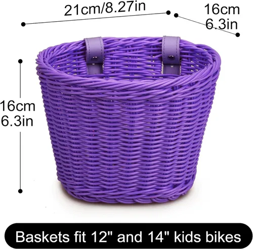 Miniatura 2 de Cesta de bicicleta para niños y niñas, pequeñas cestas delanteras de triciclo para niños pequeños, accesorios de bicicleta para patinete pequeño