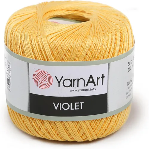 Yarn Art - 1 madeja YarnArt Violet, 100 hilos de hilo de algodón mercerizado, hilo de ganchillo para tejer a mano, bordado y manualidades (amarillo