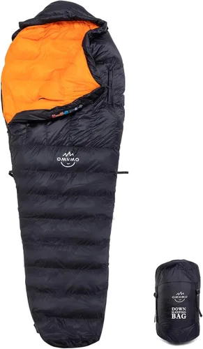 Miniatura 9 de Saco de dormir de plumón de 0 a 20 grados F para adultos, sobre de 4 estaciones con agujeros para los brazos, portátil para mochileros
