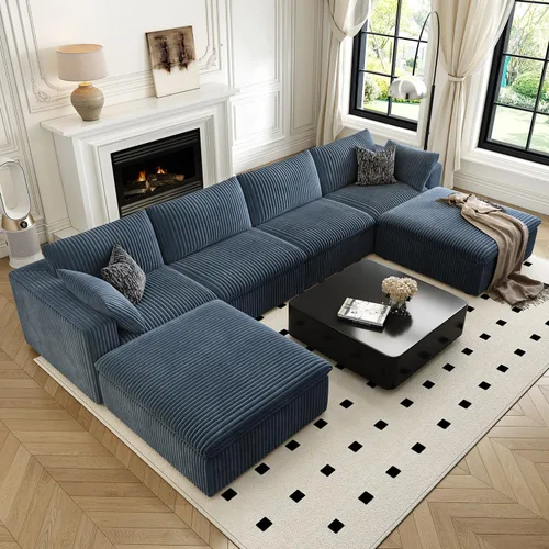 Miniatura 20 de LoveSeat Cloud Couch Sofá Seccional Modular para Sala de Estar, Sofá Moderno con Asiento Profundo, Sofá de 2 Plazas Sin Huesos con Otomana, Cómodos