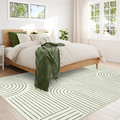 Miniatura 5 de Lahome - Alfombras abstractas de 8 x 10 para sala de estar, alfombras suaves de 8 x 10 en verde para dormitorio, alfombra antideslizante, alfombra