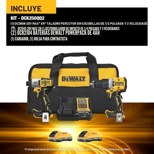 Miniatura 2 de DEWALT 20V MAX XR - Kit combinado de herramienta eléctrica inalámbrica de taladro de impacto y taladro de martillo, incluye 2 baterías POWERPACK