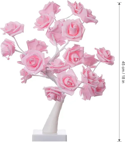 Miniatura 2 de Lámpara de rosa multicolor, árbol de lámpara de rosa que cambia de color, lámpara de árbol de pétalos de rosas iluminadas, colorido árbol de bonsái