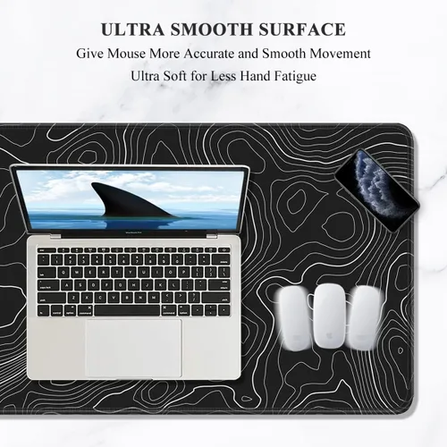 Miniatura 3 de Auhoahsil Alfombrilla grande para mouse, tamaño XXL, extendida de 35 x 15 pulgadas, base de goma antideslizante, bordes cosidos, superficie 03