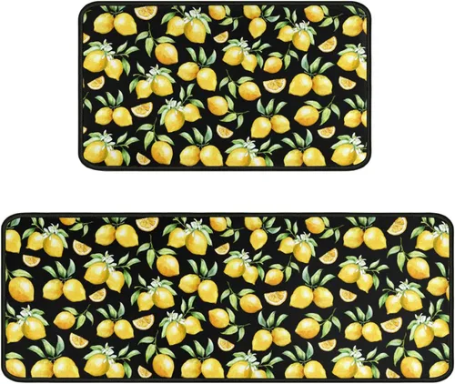 Miniatura 9 de Juego de 2 alfombras de cocina estilo granja, antideslizantes, lavables, absorbentes, de microfibra rústica, decoración de piso de cocina, 17 x 47 +
