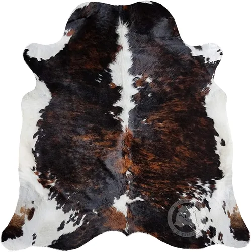 Sunshine Cowhides Alfombra de piel de vaca genuina, piel rústica de vaca para sala de estar, dormitorio, comedor y oficina, piel gruesa de animal