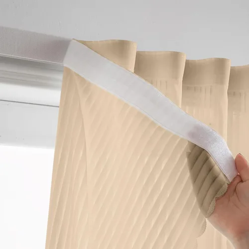 Miniatura 12 de Cortinas traslúcidas de gasa beige, autoadhesivas, con filtro de luz de privacidad, para el hogar, cortina portátil sin taladrar