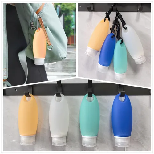 Miniatura 2 de Botellas recargables a prueba de fugas, recipientes de viaje para campamento con cordón de ducha, 3 onzas, aprobado por la TSA, juego de tubos