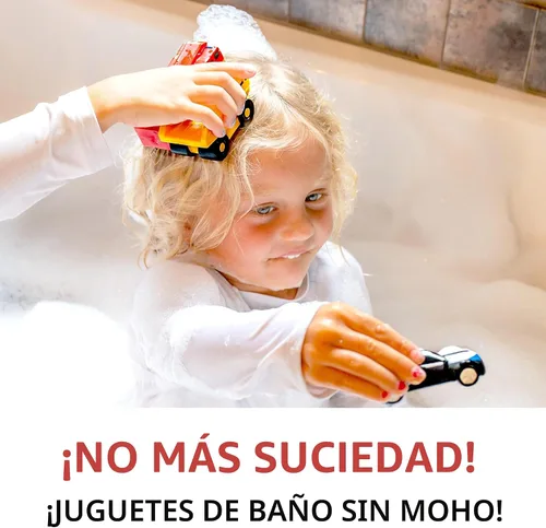 Miniatura 2 de SplashEZ Juguetes de baño para bebés sin moho, juguetes de baño sin agujeros para niños pequeños, juego de coches de bañera para niños de 1 a 3