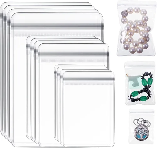 Clabby 120 bolsas de joyería de PVC transparente, bolsa de almacenamiento de joyas de plástico, anillos transparentes, aretes, bolsas antideslustre,