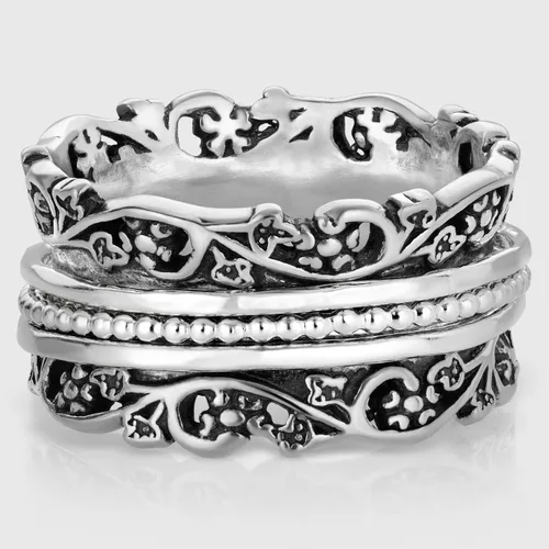 Miniatura 7 de Paz Creations - Anillo giratorio de plata de ley 925 hecho a mano, hipoalergénico, sin níquel ni plomo, fabricado en Israel, plata, oro amarillo