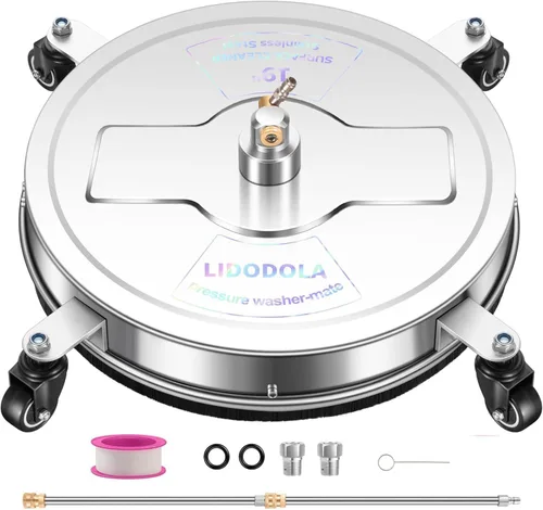 Limpiador de superficies a presión de 19" con 4 ruedas - Limpiador de superficies de acero inoxidable para accesorio de lavadora a presión para
