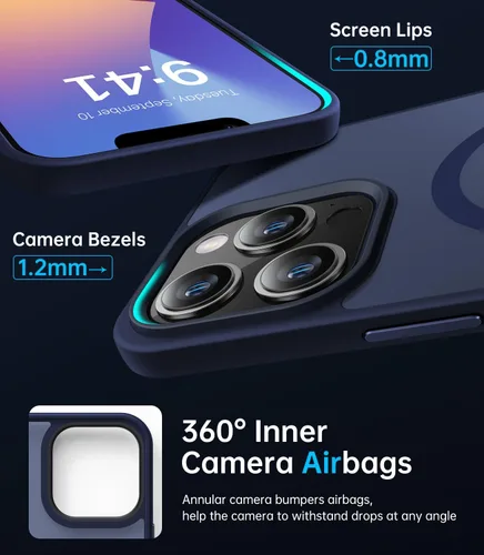 Miniatura 4 de Funda magnética para iPhone 13 Pro Max [compatible con MagSafe] [probada en caídas de grado militar de 10 pies] Funda delgada translúcida mate