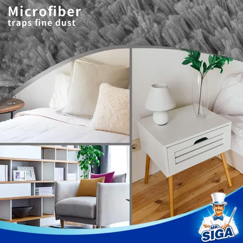 Miniatura 8 de MR.SIGA Plumero de microfibra sin pelusa, plumero lavable para limpieza del hogar, gris