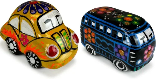 FFX Artesania Salero mexicano – Diseño retro de los años 60 hippie artesano auto y mini autobús – Carrito y Autobús – Hecho a mano Saleros de
