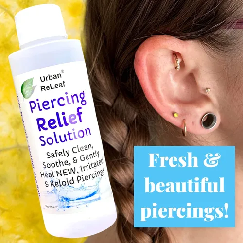 Miniatura 3 de Urban ReLeaf Solución de alivio de piercings. Limpia, calma y cura suavemente los piercings nuevos, irritados y queloides. Sal marina 100% natural