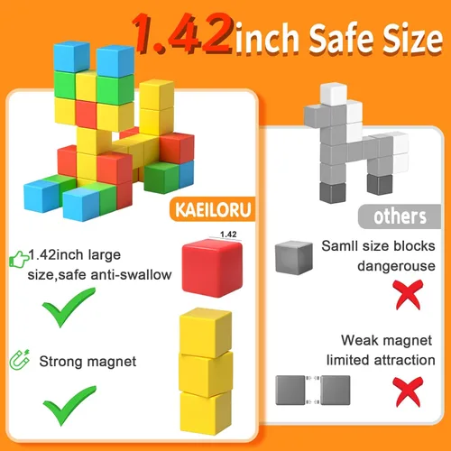 Miniatura 2 de Bloques Magnéticos para Juguetes de Niños Pequeños, Juguetes de Bloques de Construcción de 1.42 Pulgadas para Niños y Niñas de 3 4 5 6 7 8+ Años